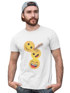 Triplets Emojis T-shirt (White) - Clothes for Emoji Lovers -Foremost Gifting Material for Your Friends and Close Ones