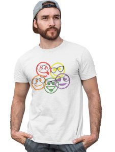 Scribbled Five different Emojis T-shirt (White) - Clothes for Emoji Lovers -Foremost Gifting Material for Your Friends and Close Ones