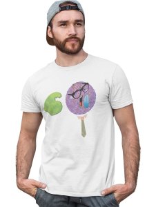 Strong Man in Violet Emoji T-shirt (White) - Clothes for Emoji Lovers -Foremost Gifting Material for Your Friends and Close Ones