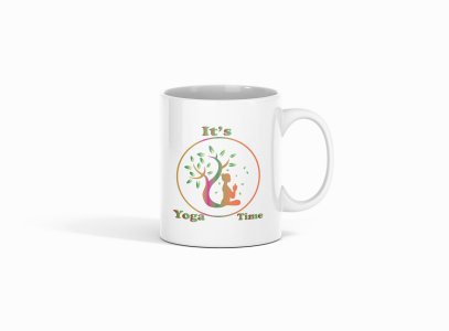 It's Yoga time Brown & Green Text - Printed Coffee Mugs For Yoga Lovers