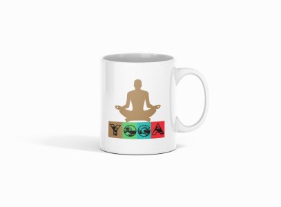 Yoga Text (BG Colourfull ) - Printed Coffee Mugs For Yoga Lovers