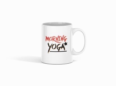 Morning Yoga Text In Red &Black - Printed Coffee Mugs For Yoga Lovers