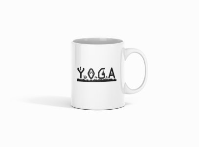 Yoga Text In Black - Printed Coffee Mugs For Yoga Lovers