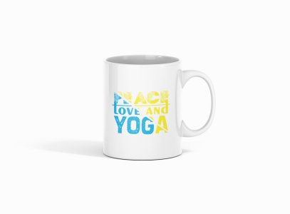 Peace Love And Yoga Text - Printed Coffee Mugs For Yoga Lovers