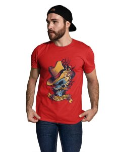 Guilty Parties Red Round Neck Cotton Half Sleeved T-Shirt with Printed Graphics