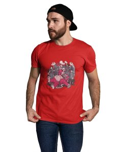 The Wrecker Red Round Neck Cotton Half Sleeved T-Shirt with Printed Graphics