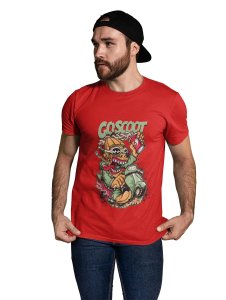 Coscoot Red Round Neck Cotton Half Sleeved T-Shirt with Printed Graphics