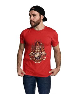 Hell On Wheels Red Round Neck Cotton Half Sleeved T-Shirt with Printed Graphics