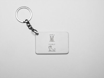 Inhale Exhale acryllic printed white keychains/ keyrings for bollywood lover people(Pack Of 2)