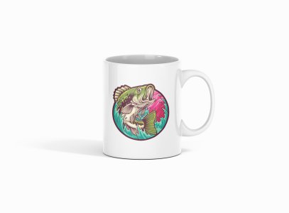Green fish - animation themed printed ceramic white coffee and tea mugs/ cups for animation lovers