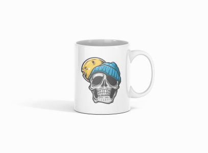 Skull with cap - animation themed printed ceramic white coffee and tea mugs/ cups for animation lovers