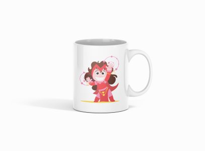 Red baby girl standing - animation themed printed ceramic white coffee and tea mugs/ cups for animation lovers