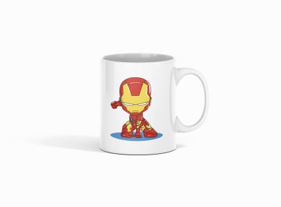 Iron man posing - animation themed printed ceramic white coffee and tea mugs/ cups for animation lovers
