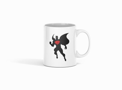Superman in black - animation themed printed ceramic white coffee and tea mugs/ cups for animation lovers