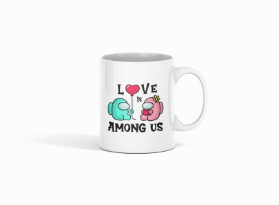 Love is among us, O designed as Balloon heart - animation themed printed ceramic white coffee and tea mugs/ cups for animation lovers