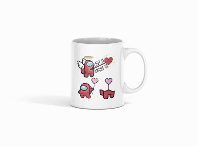 Love is among us, 3 balloons - animation themed printed ceramic white coffee and tea mugs/ cups for animation lovers
