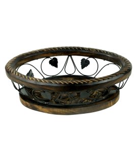 Oval shaped wooden and wrought iron fruit and vegetable Basket/ vessel/ tokri for kitchen and dining table