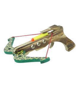 Wooden cheetah printed crossbow archery toy game set with 3 yellow rubbers padded at arrows specially for childrens