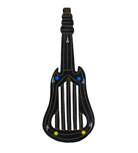 Guitar, Straight bars in center wooden hanging keystand / key rack for walls of your home and offices (black)
