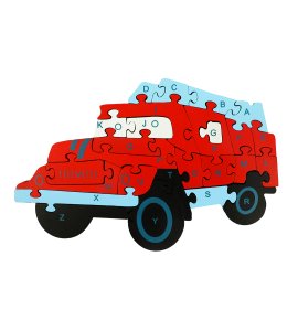 Wooden red jeep puzzle toy game/ riddle game for childrens