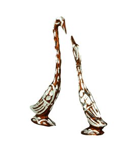 Handcrafted exquisite kissing swan couple figurine for home decor(brown-silver) (Set of 2)