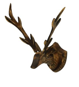 Bankura deer head with wooden curved horns for walls for home decor