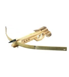 Wooden crossbow with 3 black padded arrows archery toy game set along with a wooden toy gun made for Kids