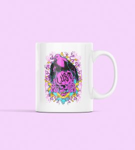 Lust (Pink bird) - animation themed printed ceramic white coffee and tea mugs/ cups for animation lovers