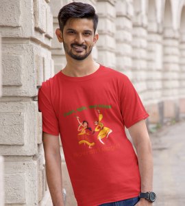 Navratri Magic printed unisex adults round neck cotton half-sleeve red tshirt specially for Navratri festival/ Durga puja