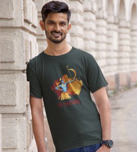 Lord ram printed unisex adults round neck cotton half-sleeve green tshirt specially for Navratri festival/ Durga puja