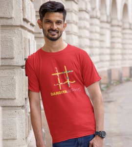 Hashtag printed unisex adults round neck cotton half-sleeve red tshirt specially for Navratri festival/ Durga puja