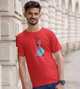 Garba girl printed unisex adults round neck cotton half-sleeve red tshirt specially for Navratri festival/ Durga puja