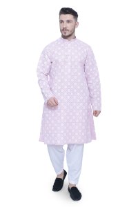 Light Pink Cotton Men's Kurta - Elegant Comfort for Every Occasion