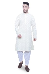 Men's Lime Yellow Kurta Set with Artistic Prints - Traditional Grace Reimagined