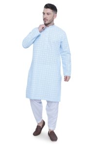 Sky Blue Cotton Men's Kurta - Cool Comfort for Every Occasion