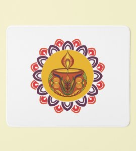 Diwali Radiance Mouse Pad - Beautiful Diya and Rangoli Design