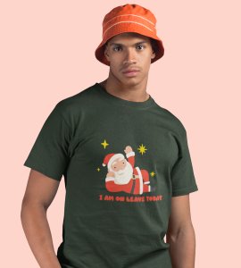 Vacational Santa: Humorously Printed T-shirt (Green) Best Gift For Secret Santa