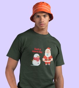 Sneezy Santa: Funny & Cute Printed T-shirt (Green) Perfect Gift For Secret Santa
