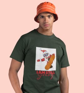 Goofy & Young Santa:Best Printed T-shirt (Green) Perfect Gift For Boys Girls