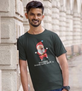 Reindeer Ranaway: Most Liked Printed T-shirt (Green) Best Gift For Boys Girls