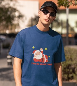 Vacational Santa: Humorously Printed T-shirt (Blue) Best Gift For Secret Santa