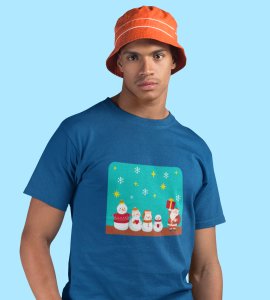 Santa's Squad: Cute Printed T-shirt (Blue) Perfect Gift For kids