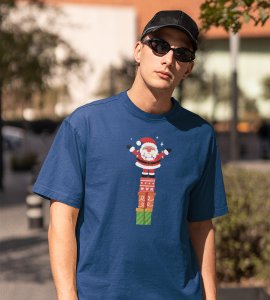Santa On His Gifts : Best Santaclaus Printed T-shirt (Blue) Best Gift For Secret Santa
