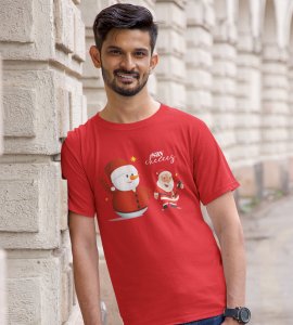 Selfie Santa: Cute Printed T-shirt (Red) Elegant Gift For Kids