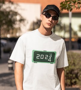 Year Changing Clock : New Year Printed T-shirt (White) Best Gift For Secret Santa