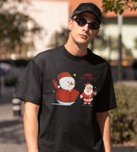Selfie Santa: Cute Printed T-shirt (Black) Elegant Gift For Kids