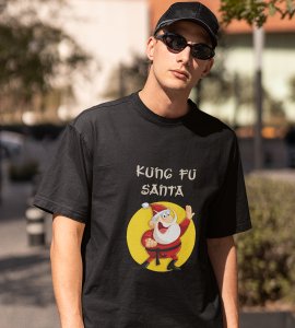 Kung Fu Santa: Perfect T-shirt For Secret Santa(Black) Best Gift For Boys Girls