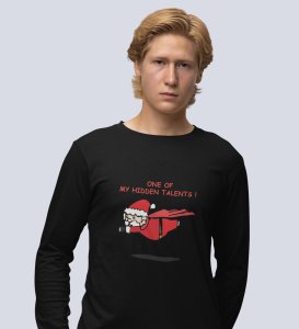 Super Santa: Unique DesignerFull Sleeve T-shirt Black Best Gift For Boys Girls