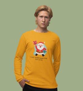 Christmas Bells With Santa's Gift: Best DesignedFull Sleeve T-shirt Yellow Unique Gift For Secret Santa