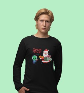 Santa & Alien's Talk: Best DesignerFull Sleeve T-shirt Black Best Gift For Boys Girls
